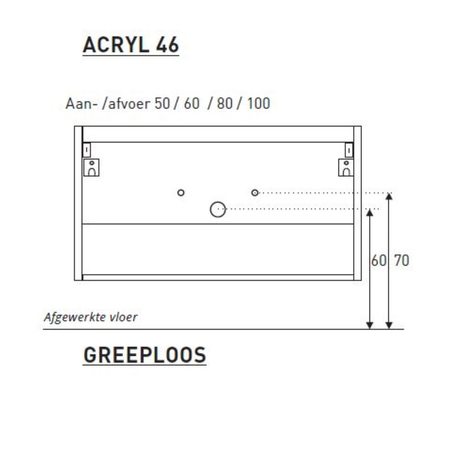 Badkamermeubel BWS Pepper Wastafel Acryl Incl Spiegelkast Zonder Kraangat 60x55x46 cm Wit