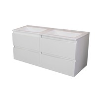 Badkamermeubel Boss & Wessing Pepper Acryl Wastafel Incl Spiegel Zonder Kraangat 120x55x46 cm Wit