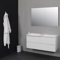 Badkamermeubel Boss & Wessing Pepper Acryl Wastafel Incl Spiegel Zonder Kraangat 120x55x46 cm Wit