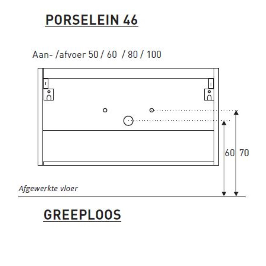 Badkamermeubel Boss & Wessing Pepper Wastafel Porselein Incl Spiegel En Kraangat 100x55x46 cm Wit