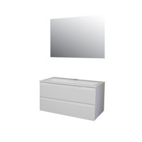 Badkamermeubel Boss & Wessing Pepper Acryl Wastafel Incl Spiegel Zonder Kraangat 100x55x46 cm Wit