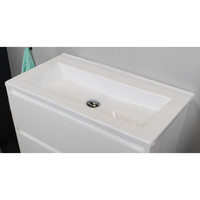 Badkamermeubel Boss & Wessing Pepper Acryl Wastafel Incl Spiegel Zonder Kraangat 80x55x46 cm Wit