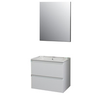 Badkamermeubel Boss & Wessing Pepper Wastafel Porselein Incl Spiegel En Kraangat 60x55x46 cm Wit