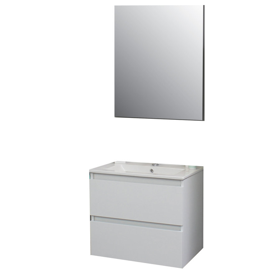 Badkamermeubel Boss & Wessing Pepper Wastafel Porselein Incl Spiegel En Kraangat 60x55x46 cm Wit