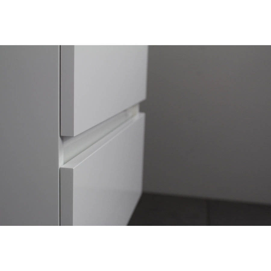 Badkamermeubel Boss & Wessing Pepper Acryl Wastafel Met Kraangat Inclusief Spiegel 60x55x46 cm Wit