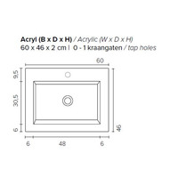 Badkamermeubel Boss & Wessing Pepper Acryl Wastafel Met Kraangat 60x55x46 cm Wit