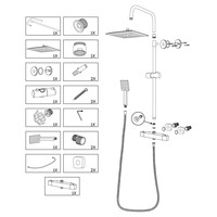 Regendouche Differnz Thermoline Vierkant 25x25 cm Stortdouche met Handdouche Mat Zwart