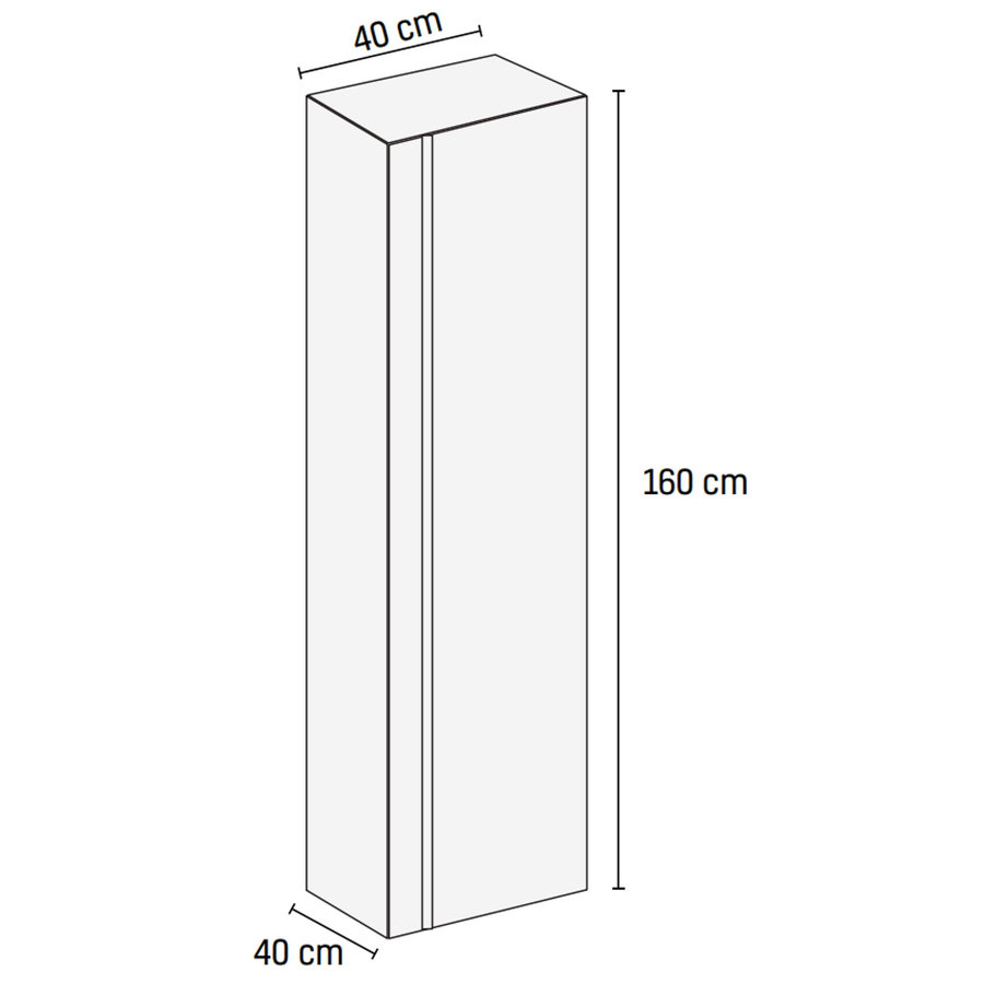Kolomkast Creavit Sally 160x40x35 cm Greeploos Mat Zwart