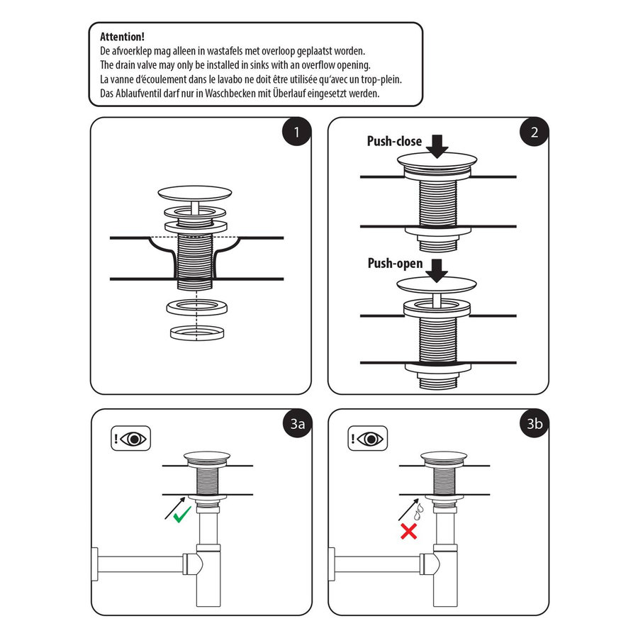 Wastafel Afvoerplug Differnz Pop Up Design 9.8 cm Glans Chroom