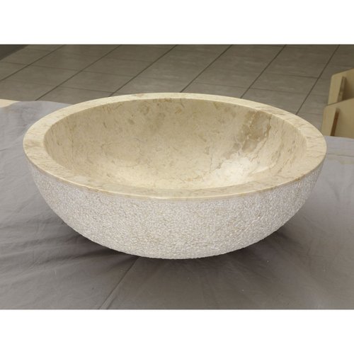 Waskom Imso Lavabo Rotondo Beige Grezzo Marmer 45x15cm 