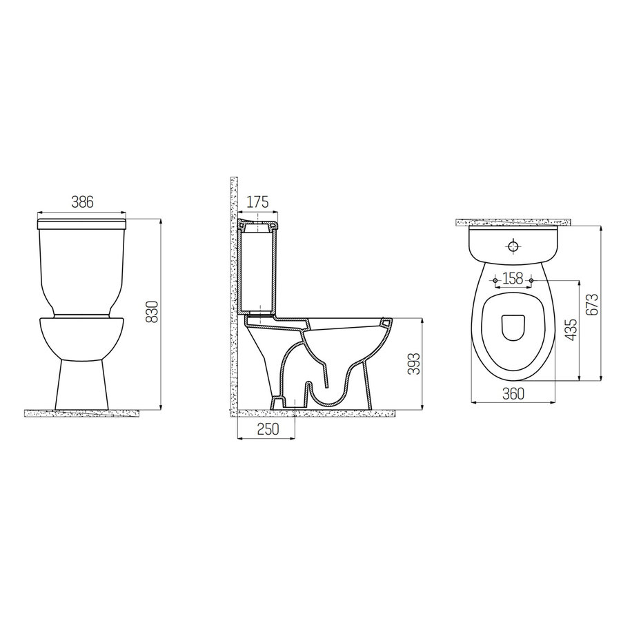 Toiletpot Staand Boss & Wessing Sedef Met Bidet Onder Aansluiting Wit