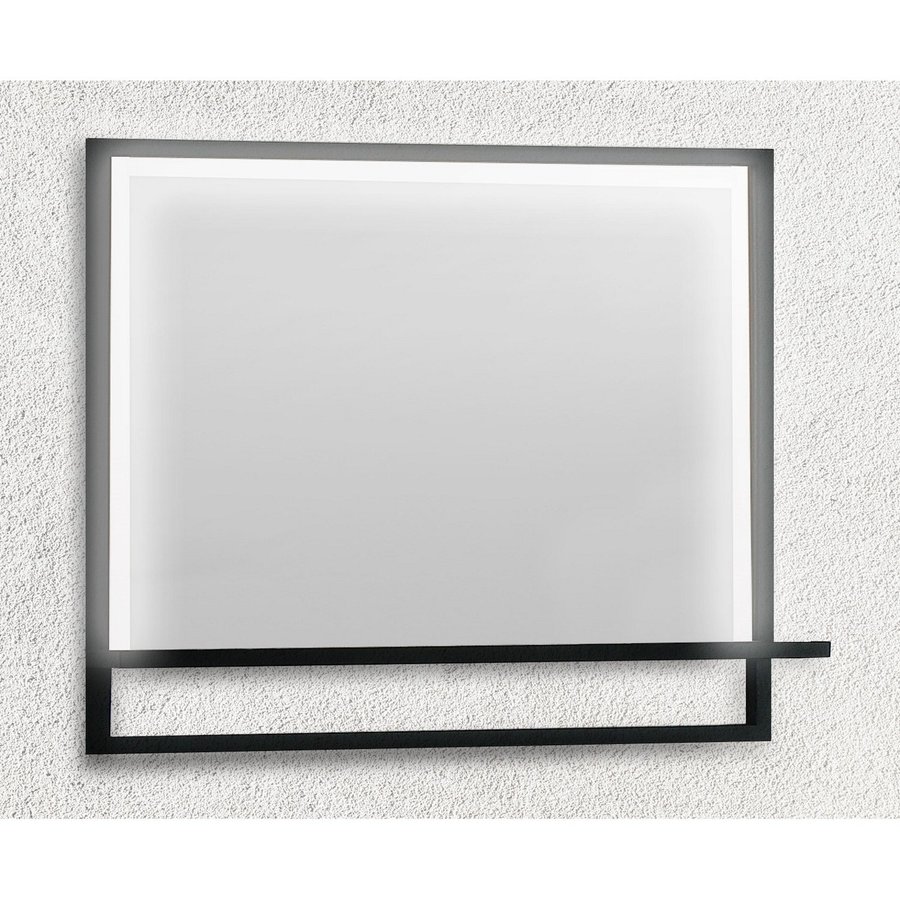 Badkamerspiegel Casajoy 80x70cm met Planchet, Ledverlichting en Anticondens Zwart