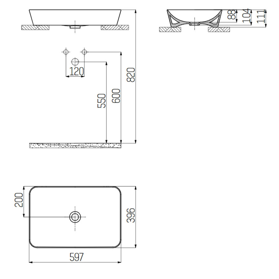 Opbouw Wastafel Creavit Juno 60x40cm Keramiek Mat Wit