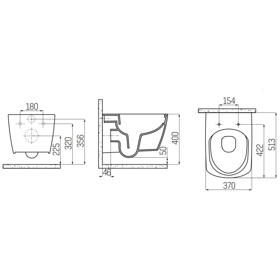 Wandcloset Boss & Wessing Flat Rim-off Met Bidet Keramiek Wit (Excl. Zitting)