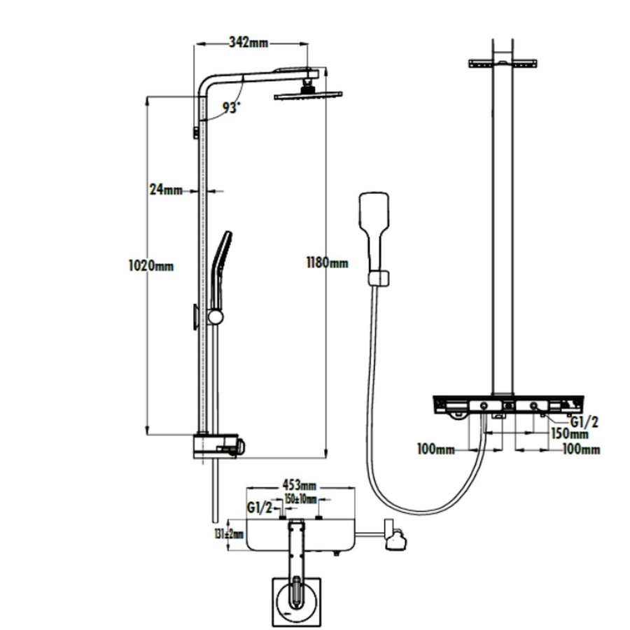 Regendouche opbouwset Boss & Wessing Bruce Met Zeeplegger Wit
