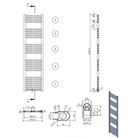 Designradiator Nile Gobi 160x40cm 614W Wit (Midden/zij-aansluiting)