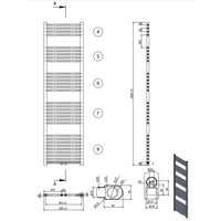 Designradiator Nile Gobi 180x50cm 575W Chroom (Midden/zij-aansluiting)