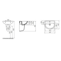 Wastafel Boss & Wessing 50x40cm Keramiek Wit Met Kraangat