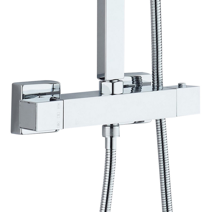 Opbouw Regendouche Set Boss & Wessing Quadro Thermostatisch Hoofddouche 22 cm Vierkant Chroom