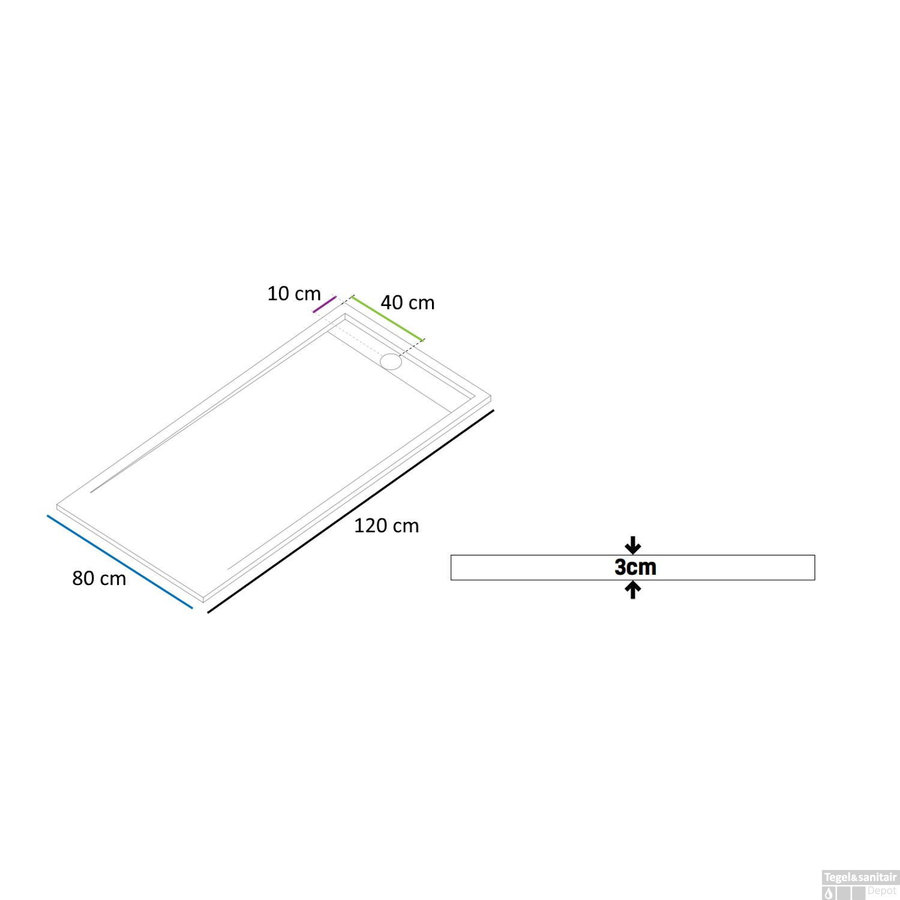 Douchebak Boss & Wessing Veroni Elite 120x80 cm Composietsteen Grijs