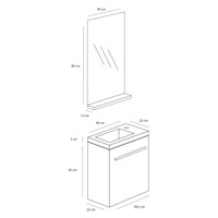 Fonteinmeubelset Differnz Tight 40x22 cm Met Spiegel en Planchet Wit