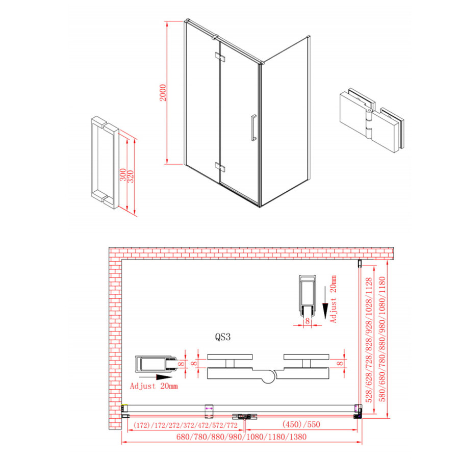 Douchedeur Boss & Wessing P&C Design 200x90 cm RVS Look