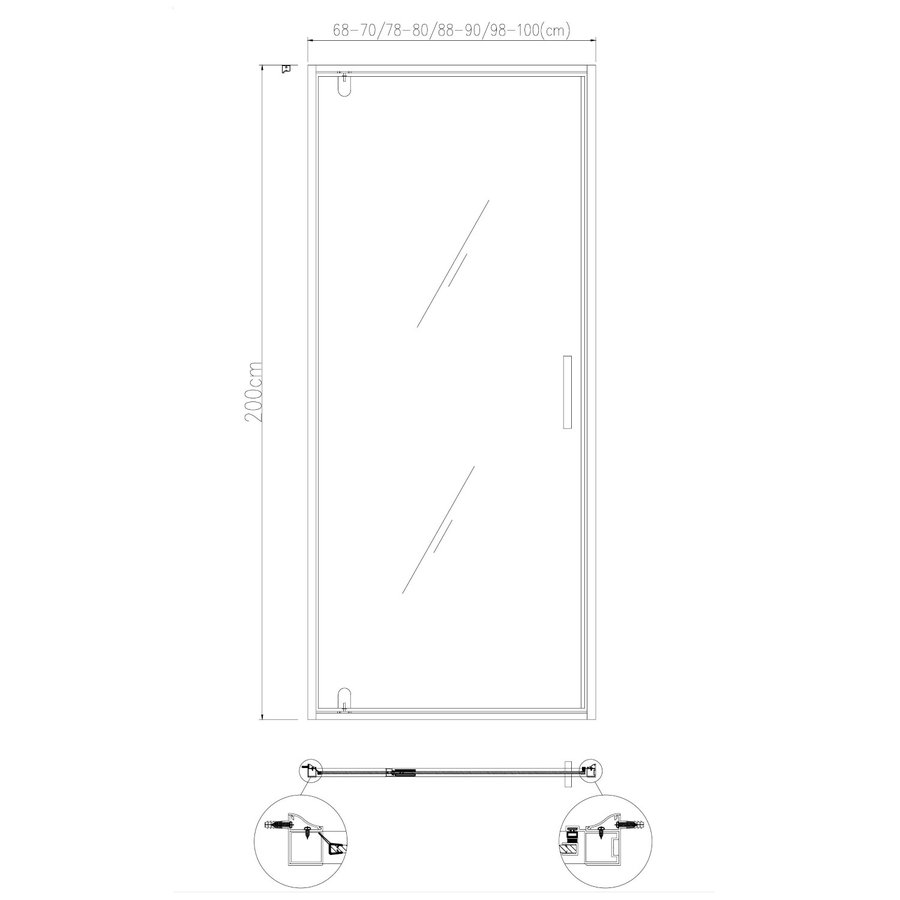 Nisdeur Best Design Baron 70x200 cm Nano Glas 8 mm Mat Zwart