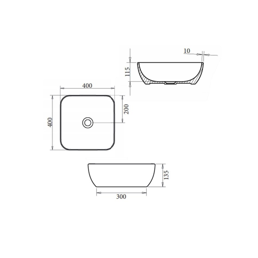 Waskom Sanicare Quattro 40x40cm Wit Keramiek