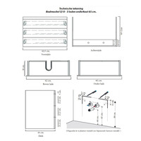 Onderkast Sanicare Q9/Q10 Drie Laden Chromen Greep Soft-Close 65x46 cm Belluno-Eiken