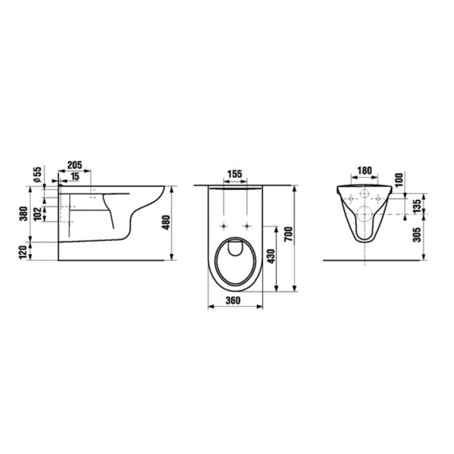 Wandcloset Verlengd Plieger Brussel Wit