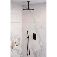 Inbouw Regendouche Set Brauer Black Edition Plafond Uitloop Ronde Hoofddouche 30 cm Mat Zwart