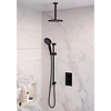 Brauer Inbouw Regendouche Set Brauer Black Edition Plafond Uitloop Ronde Hoofddouche 20 cm Met Glijstang en Handdouche 3 Standen Mat Zwart