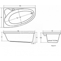 Voorpaneel Plieger Cyprus Hoekbad Links 160 cm Wit