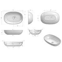 Opzetwastafel Luca Sanitair Ovaal 57x38x13.5 Solid Surface Antraciet