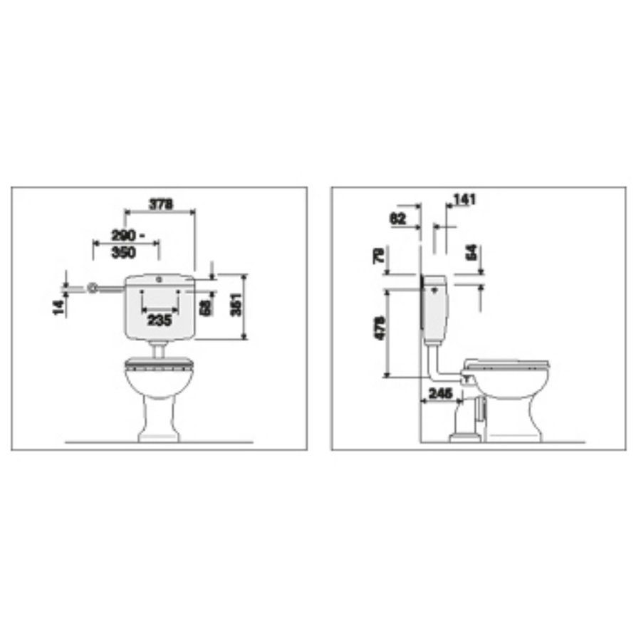 Reservoir Laaghangend Plieger Rhein Single Flush 6L Wit