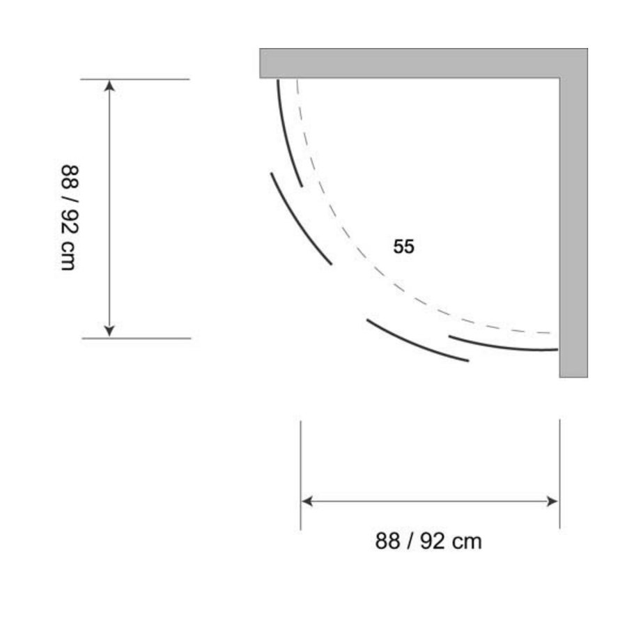 Douchecabine Plieger Class Kwartrond 92x185cm 3mm Glas Wit