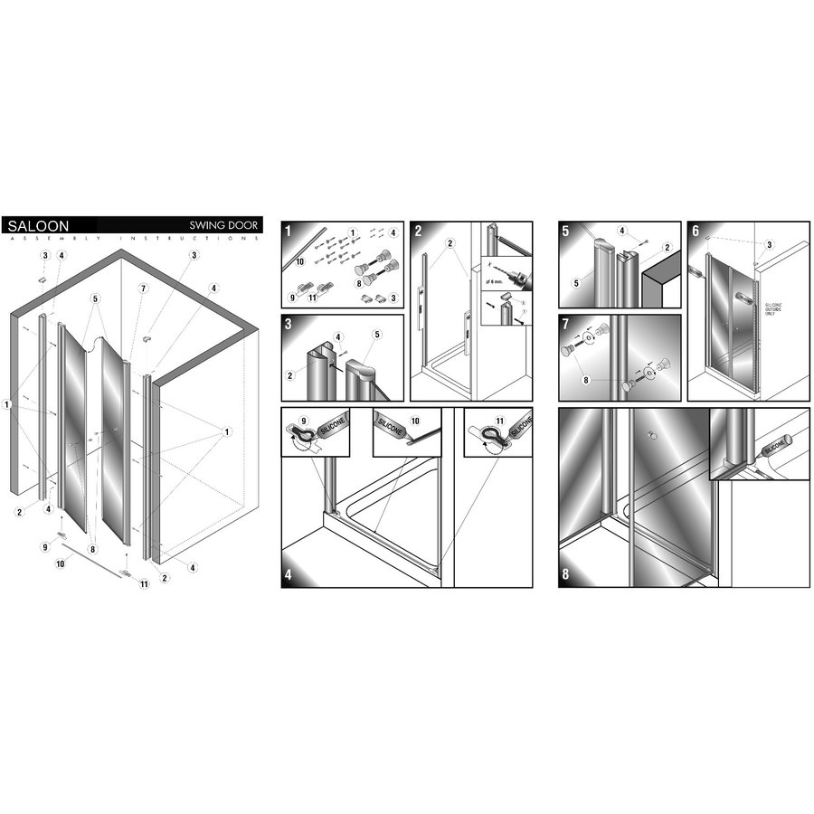 Nisdeur Pendeldeur Plieger Royal 6mm Glas 90x185cm Chroom