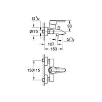 Badkraan Grohe Feel met Omstel en Koppelingen Chroom