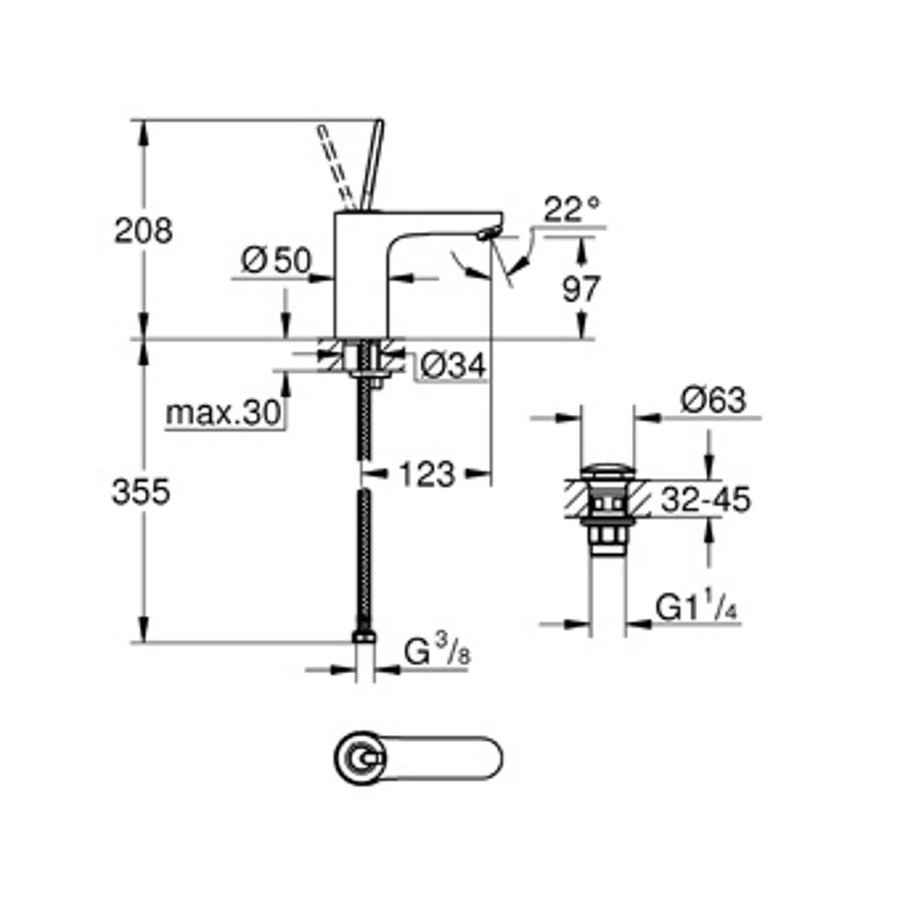 Wastafelkraan Grohe Get EcoJoy M-size met Push Open Chroom