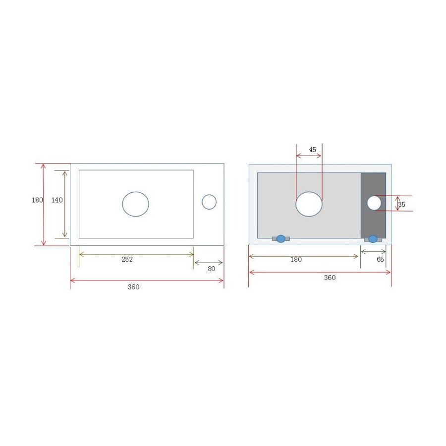 Fonteinset Wiesbaden Mini Rhea 36x18x9 cm Links Mat Zwart