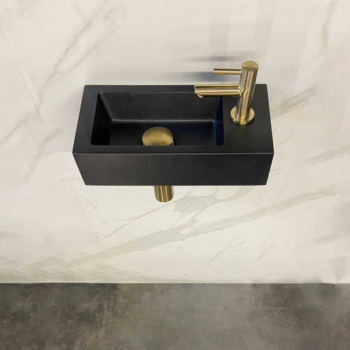 Fonteinset Wiesbaden Mini Rhea 36x18x9 cm Rechts Quartz Geborsteld Messing Goud 