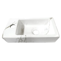 Fonteinset Wiesbaden Mini Rhea 36x18x9 cm Links Carrara Geborsteld Messing Goud