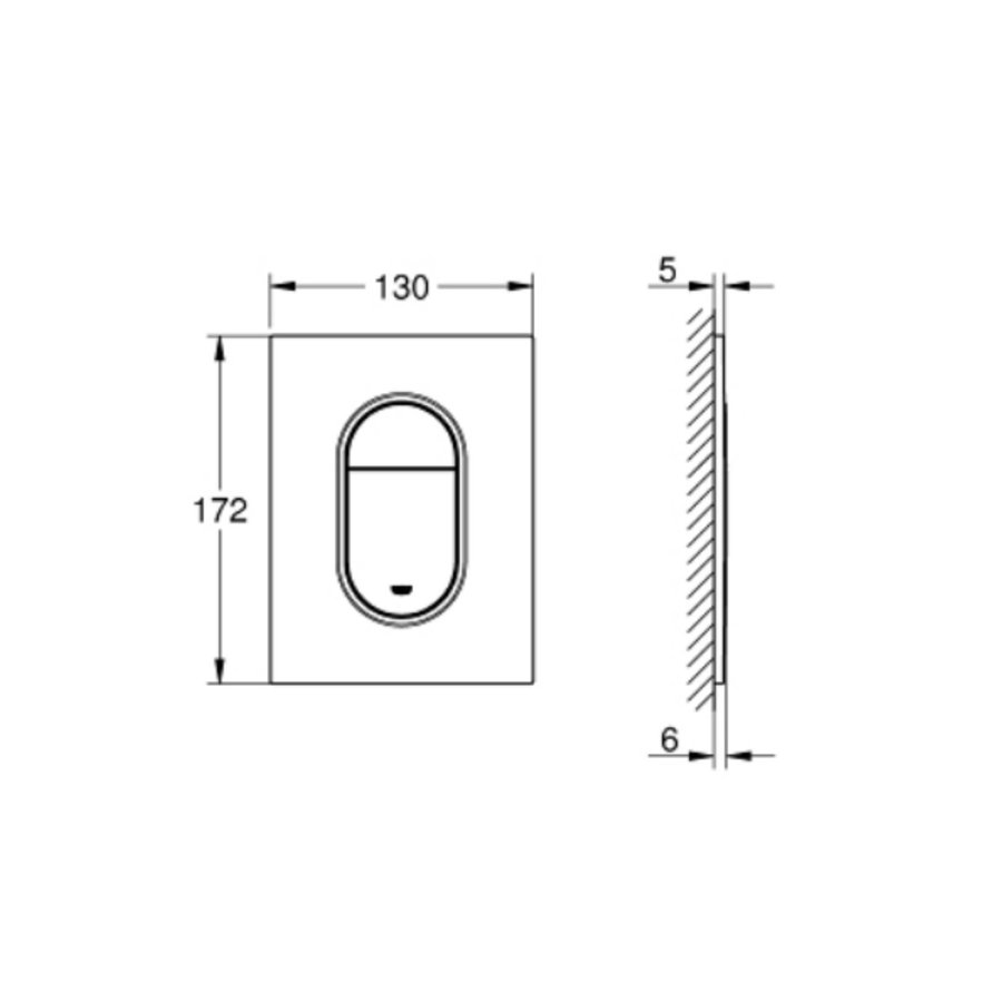 Bedieningsplaat Grohe Arena Cosmopolitan S WC DF 13x17,2cm Chroom