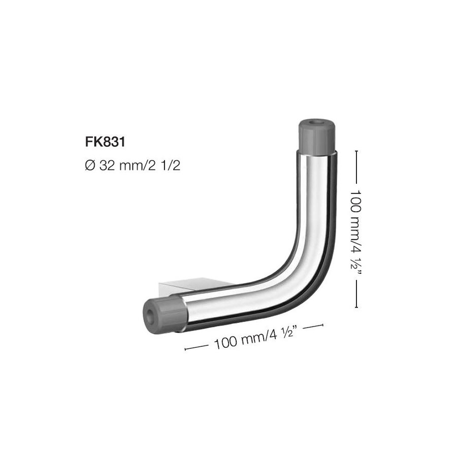 Smedbo Verbindingsstuk Greep Living L-vorm Links 10x10 cm Gepolijst Chroom