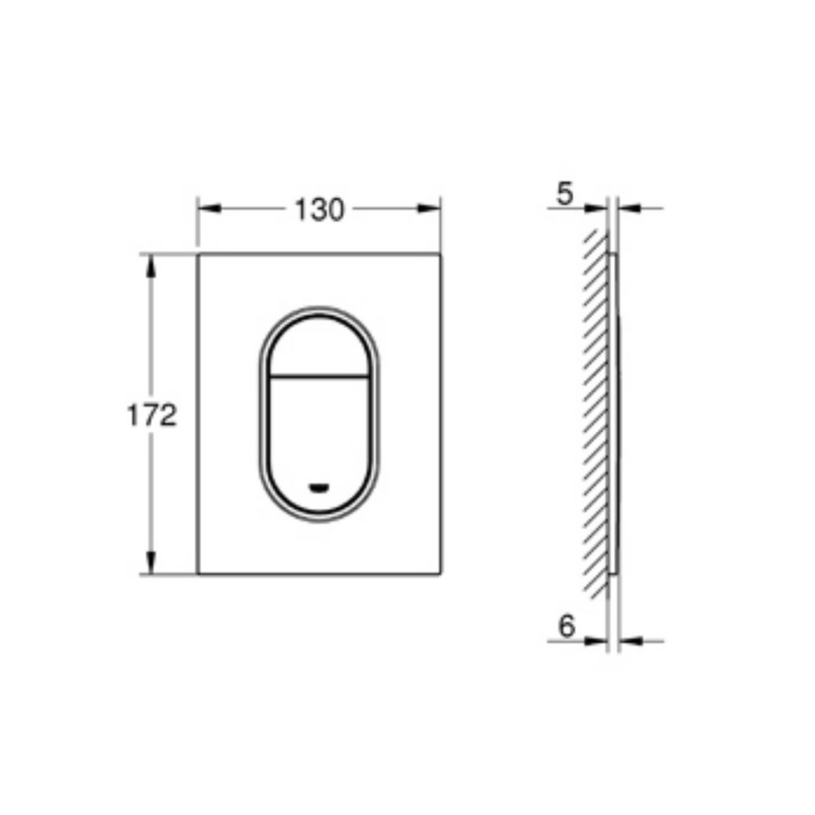 Bedieningsplaat Grohe Arena Cosmopolitan S WC DF 13x17,2cm Alpine Wit