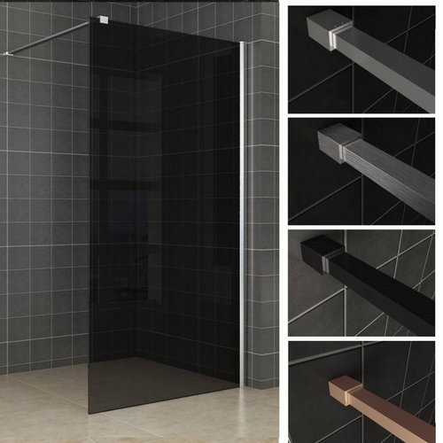 Inloopdouche Slim Glasplaat Rookglas 8mm Nano (Alle Maten) 