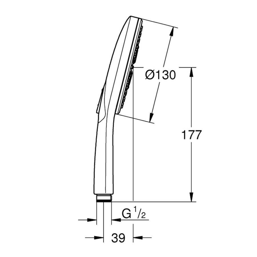 Handdouche Grohe Rainshower SmartActive 130 Rond 13cm Hard Graphite Geborsteld