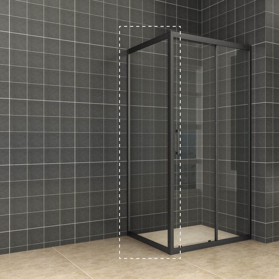 Zijwand Aqua Splash Voor Schuifbare Douchedeur 90x200 cm 8 mm NANO Mat Zwart