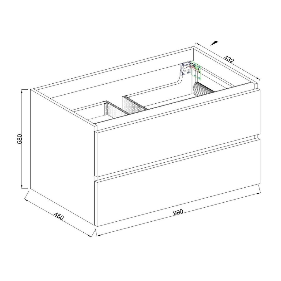 Wastafelmeubel Aqua Splash Maia Onderkast Zonder Topblad 100 cm Mat Zwart