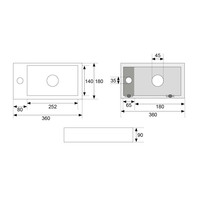 Fonteinset Boss Wessing Rinka 36x18x9 cm Links Carrara Messing Geborsteld Goud